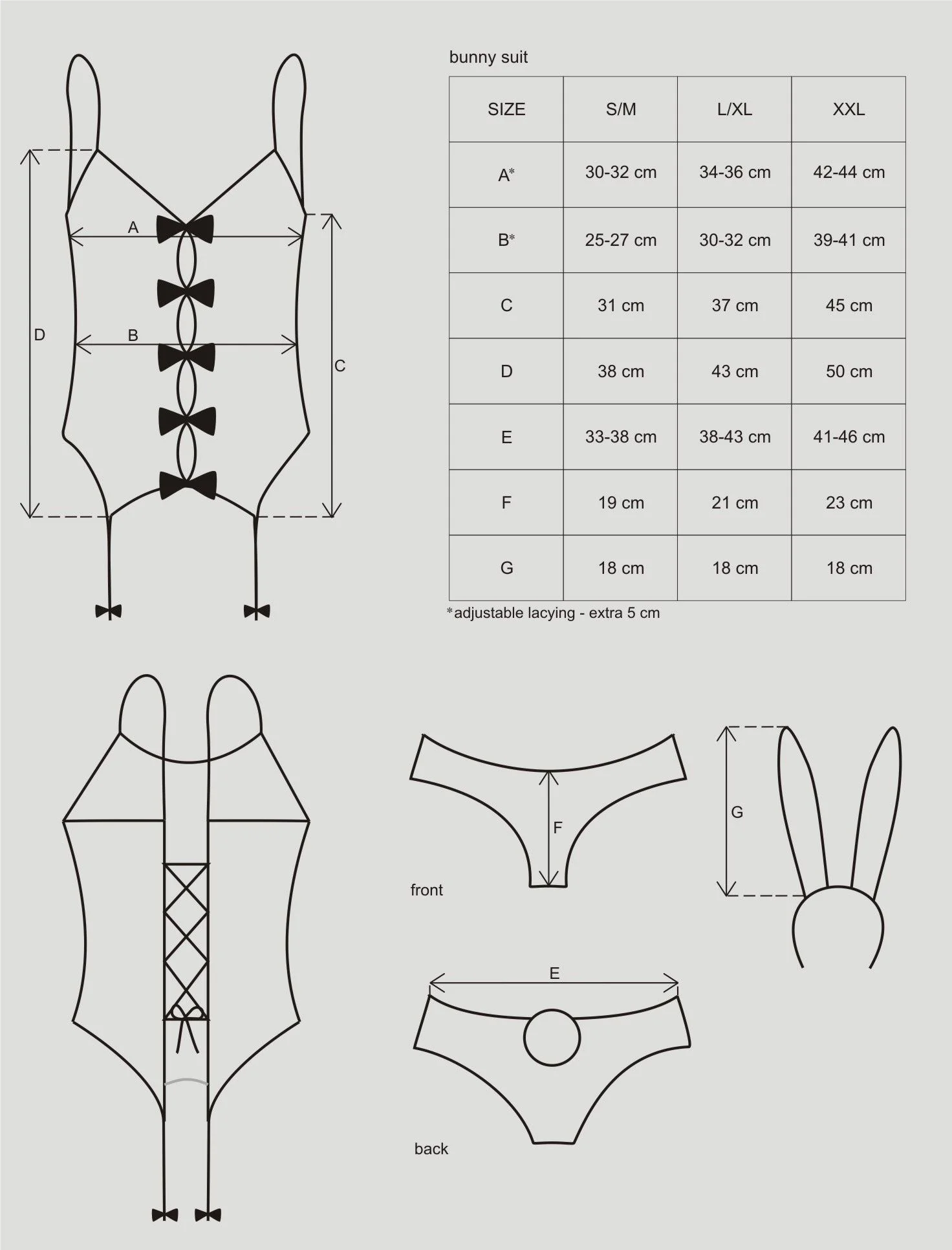Obsessive Sexy Lingerie Bunny Suit 4 Piece Costume Set